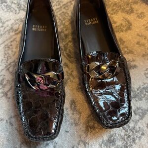 Stuart Weitzman Croc Embossed Loafers sz 7